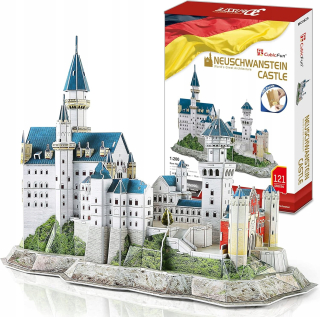 3D LED puzzle otočný biely domček s detailným modelom interiéru